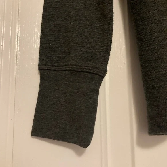 L.L. Bean Waffle-Knit Charcoal Gray Long Sleeve Henley top - Picture 5 of 5